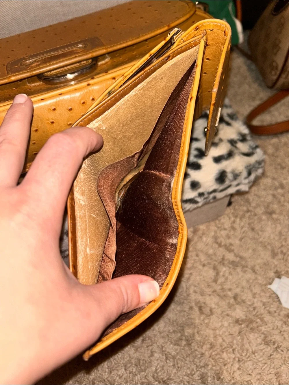 Dooney & Bourke vintage Ostrich leather large flap shoulder bag with Wallet